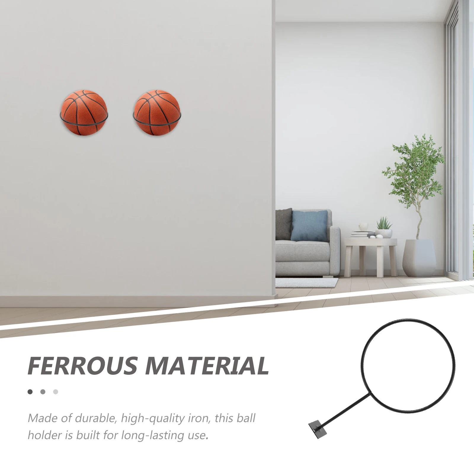 

5pcs Black Wall Mount Ball Display Rack Durable Iron Sports Organizer Holds Basketballs Soccer Volleyballs Medicine Exercise