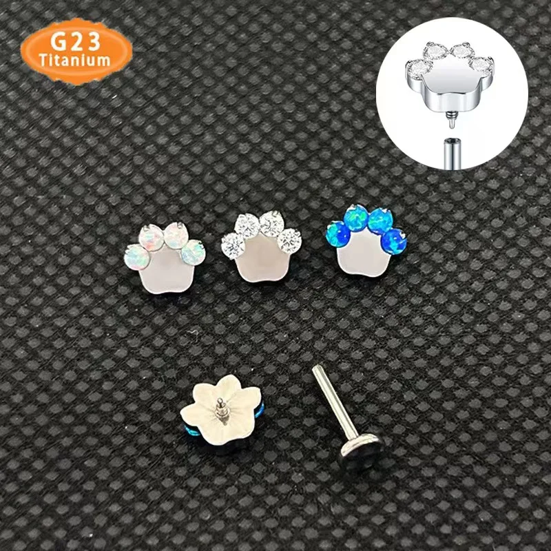 G23 Titanium Blaze Shape Zircon Shape Top Labret Lip Stud PIERC Ear Cartilage Tragus Helix Piercing ear studs Jewelry Wholesale