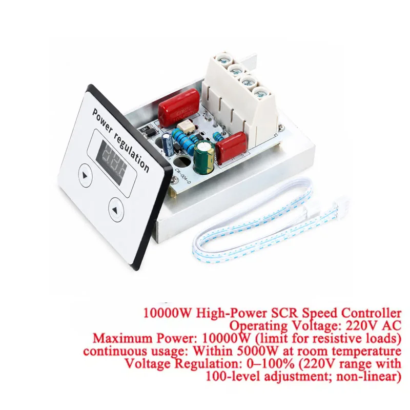 10000W SCR Voltage Regulator Digital Display Adjustable Speed Controller AC 220V 80A Dimmer Switch Power Regulation