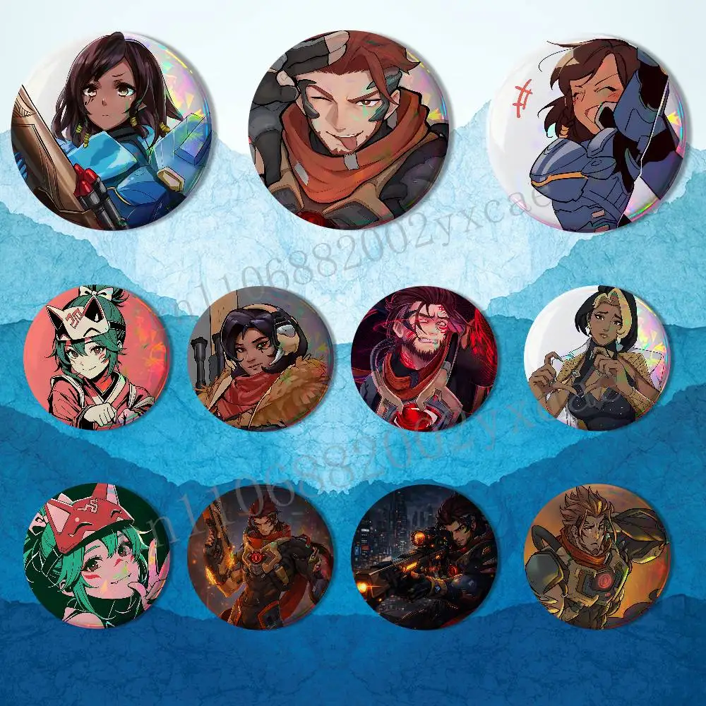 game Sierra Emre Overwatch Kiriko Laser reflective round badges pins bag clothing decorations collectibles gifts for friends