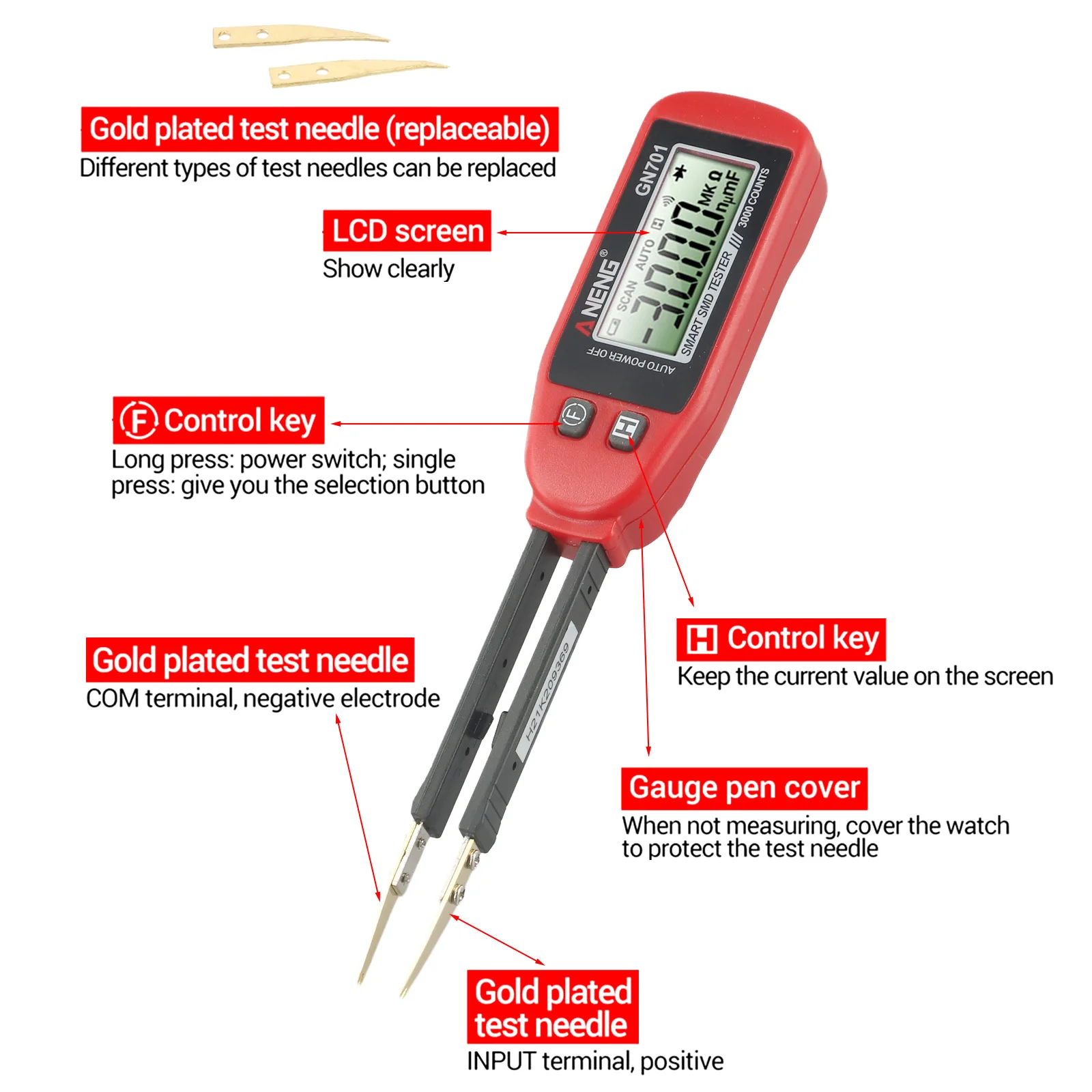 ~GN701 Digital Intelligent Tester Capacitor Resistance Continuity Diode Tester LCD For Crystal Display Electronic Repairs Tool