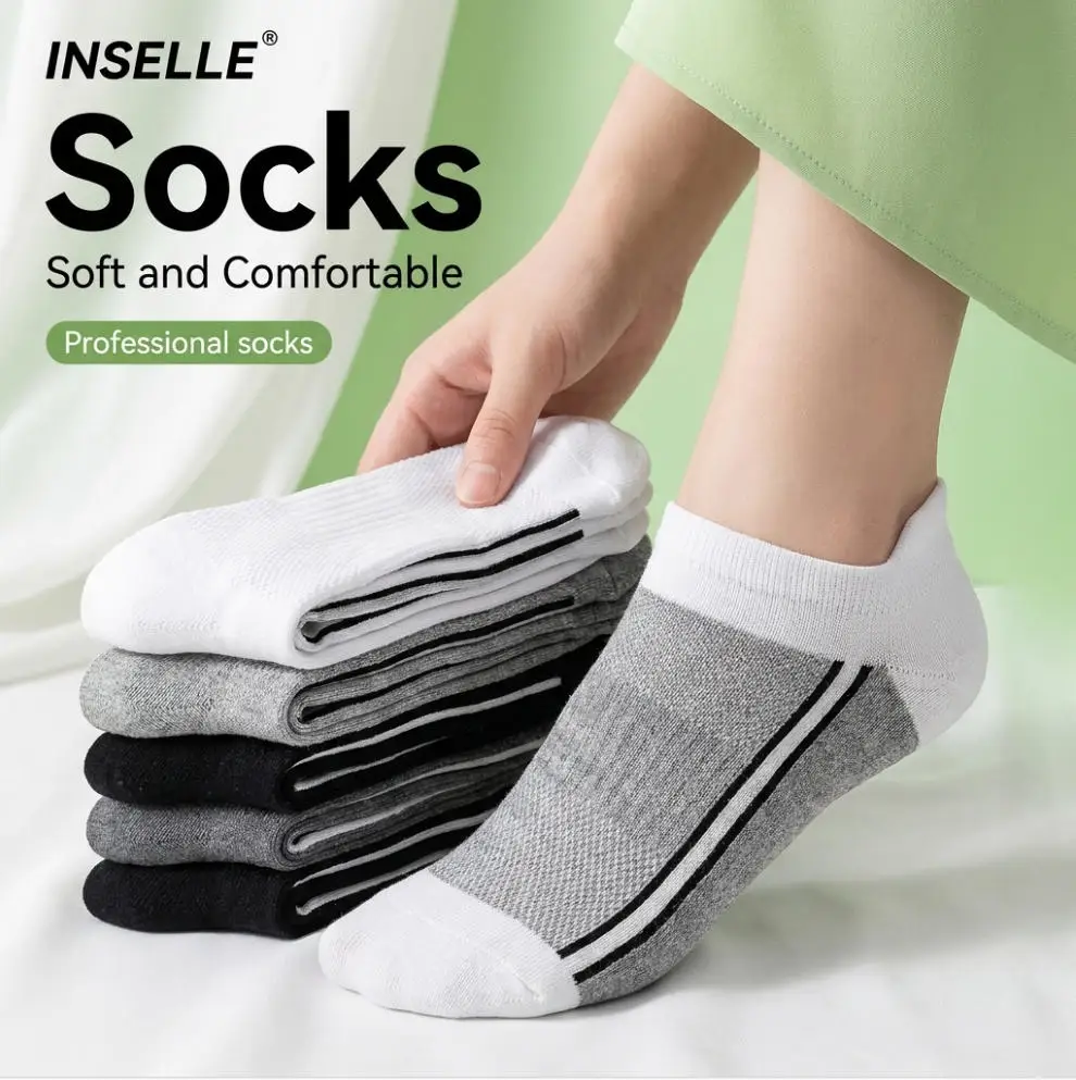 50 pairs Men's Reinforced Toe Sports Socks, Breathable Mesh Athletic Socks with Cushioned Sole