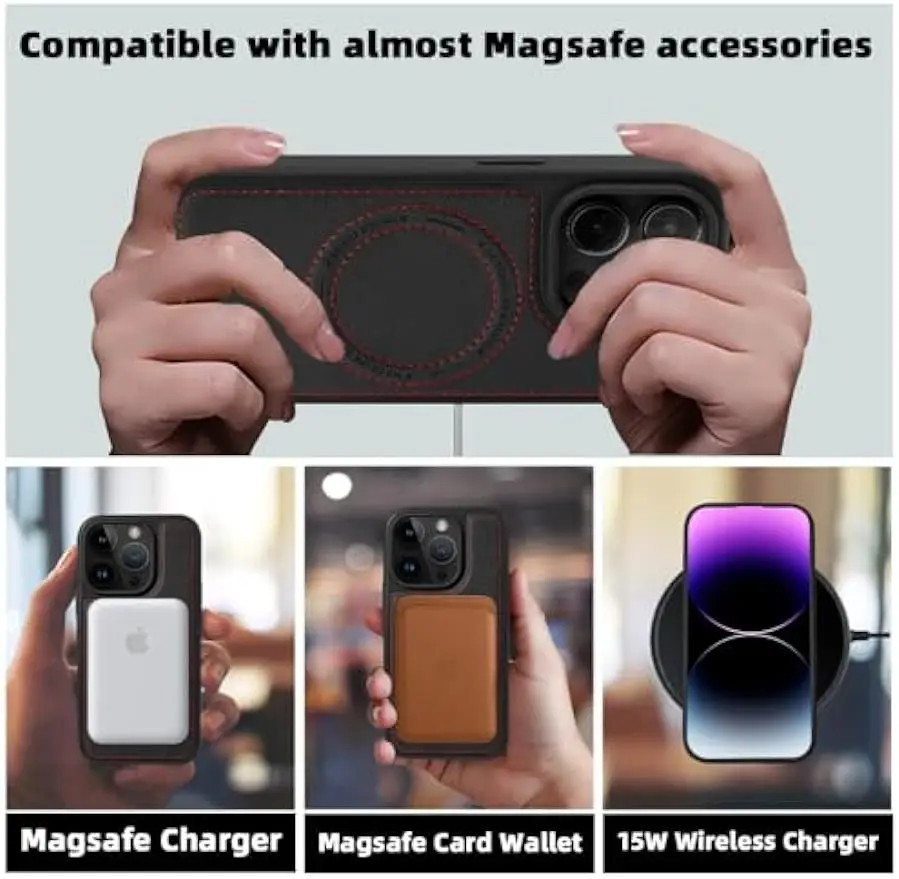 X-Level Predium Leather Magsafe Case for iPhone 15 Pro Max 14 15Pro Business Military-Grade Armor Magnetic Wireless Ring Cover