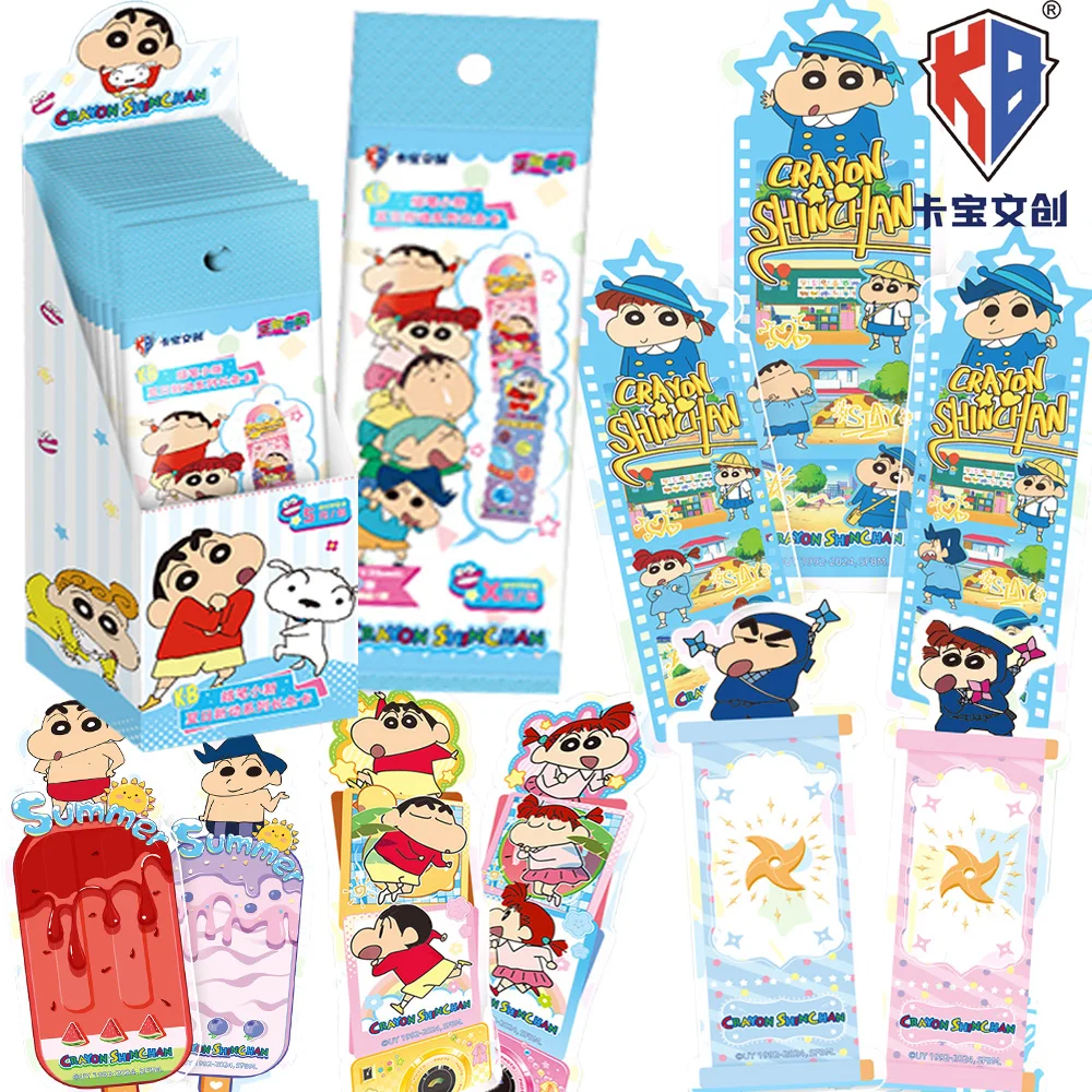 Tarjetas de colección originales KABAO Crayon Shin-chan, tema de verano de Anime, diseño de forma especial, personajes divertidos, tarjetas de tira larga, regalos