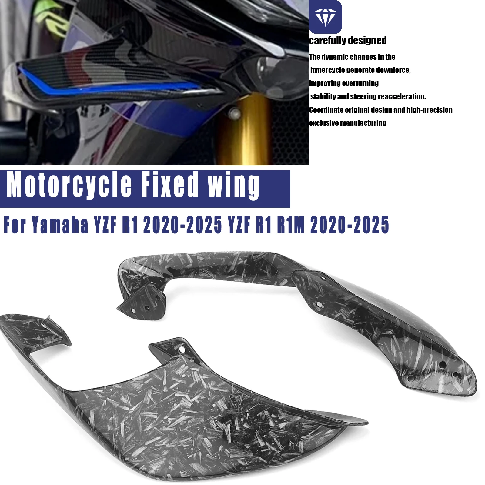 Motorcycle Fairing Fixed wing High Quality ABS Plastic Installed By Bolts Fit For YAMAHA YZF R1 2020-2025 YZF R1 R1M 2020-2025