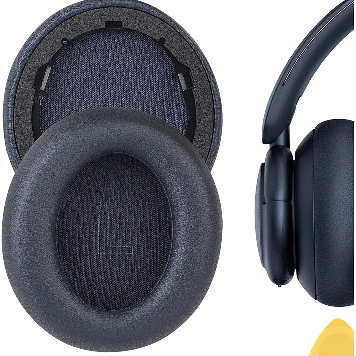 Bantalan telinga pengganti untuk Anker Soundcore Life Q30/Q35 headphone earpad kulit Protein (hitam)