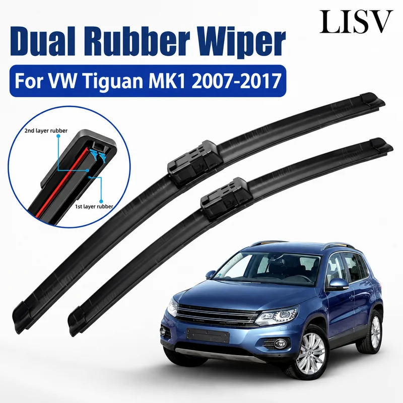 LHD Front & Rear Wiper Blades Set For VW Tiguan MK1 2007 - 2017 2008 2009 2010 2011 Windshield Windscreen Window 24"+21"