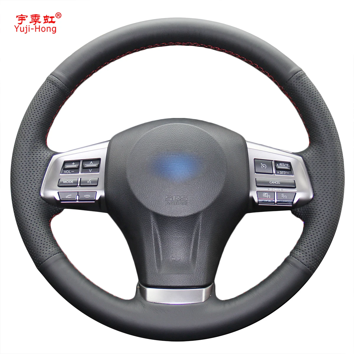 Yuji-Hong Black Artificial Leather Car Steering Wheel Covers Case for SUBARU XV Forester 2013 Outback Legacy Cover