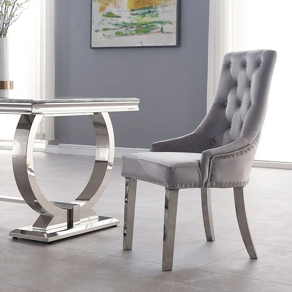 Modern light luxury dining chair home high-end fashion back chair soft bag stool