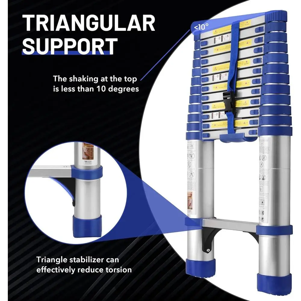 Телескопическая алюминиевая лестница, компактный портативный удлинитель, легкий вес 15,5 футов, емкость 330 фунтов