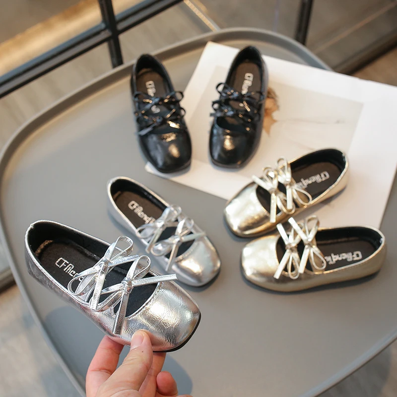 

Children Mary Jane Shoes Princess Shoes for Girls New 2025 Fashion Double Bowknot Chic Gold Sliver Black Elegant Kids Flats