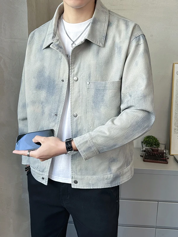 

Casual Faionable Men's Jaet Spring Autumn Collar Stand Fit Long Sve Breathable Polyester Youth ular Sle