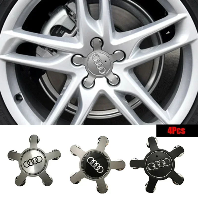 4Pcs 135mm Car Tire Hub Decorative Cover Automotive Accessories For Audi A3 A4 A5 A6 RS S4 S5 S6 TT RS4 RS5 Q3 Q5 4F0601165