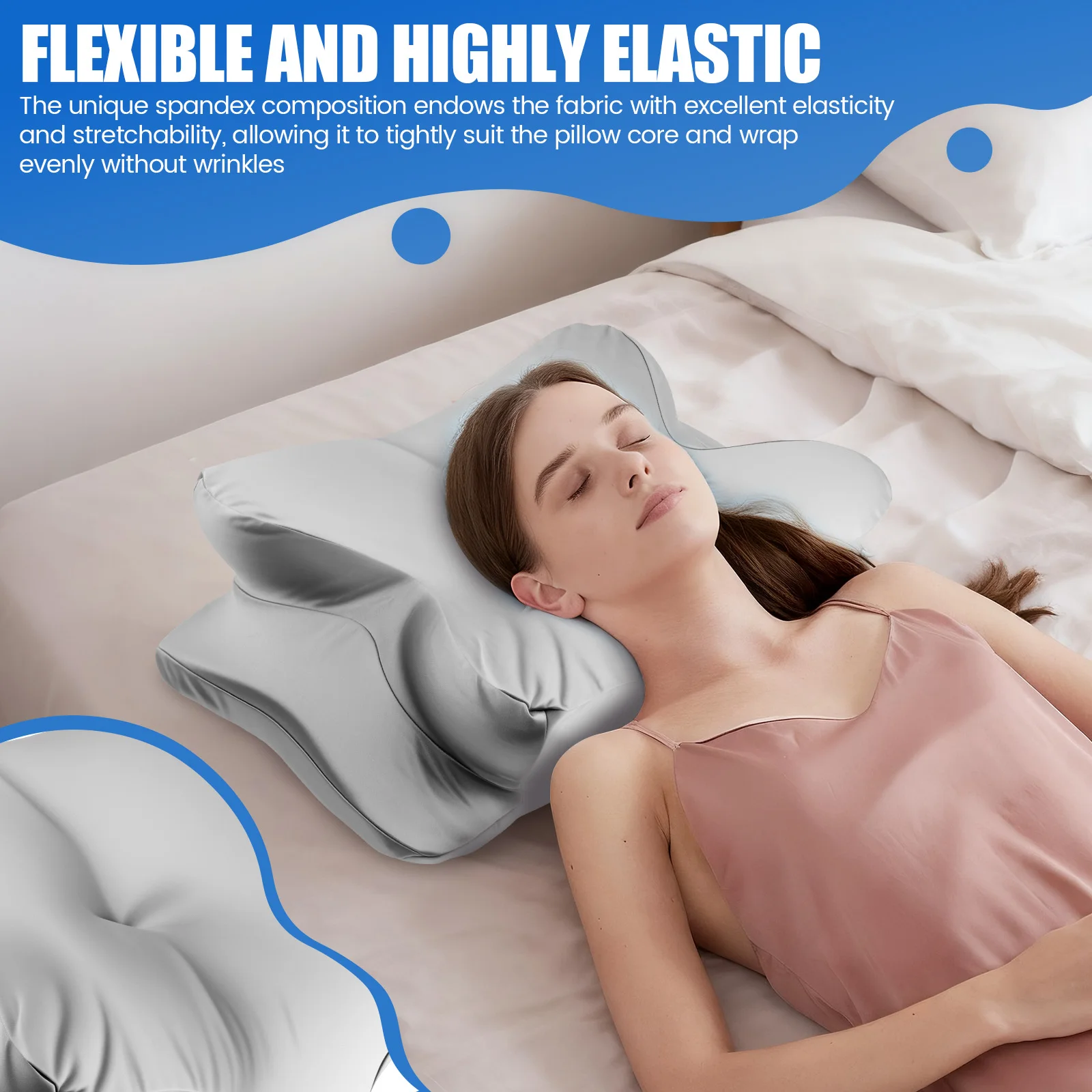 Butterfly Shaped Pillowcase Smooth Contour Pillowcase with Zipper Washable Ergonomic Sleeping Pillow Cover Pillow Beding