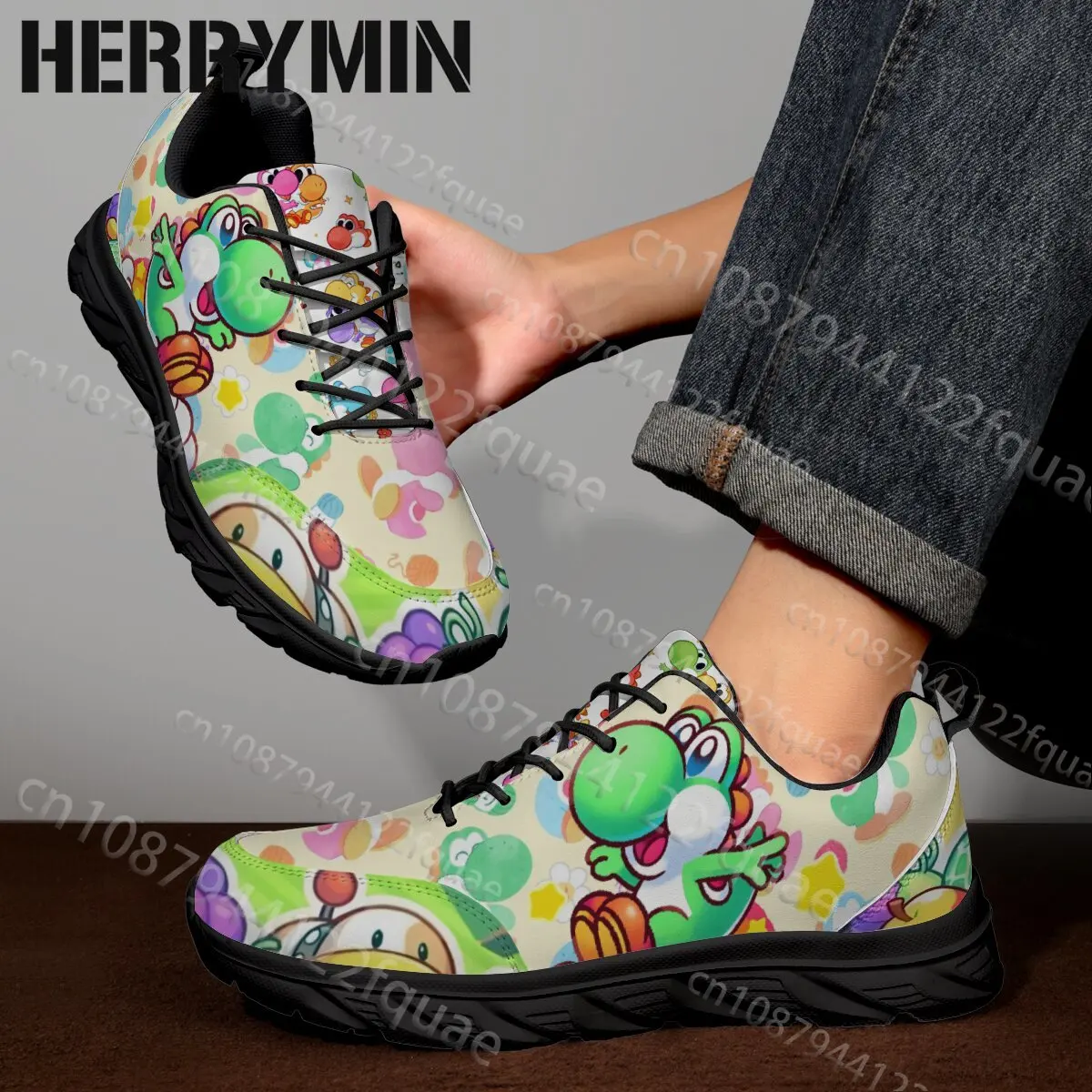 Youth Children Shoes Game Character Yoshi Full Coverage Design Boys Girls Summer Breathable Fashion Parent Child Shoes Man Woman
