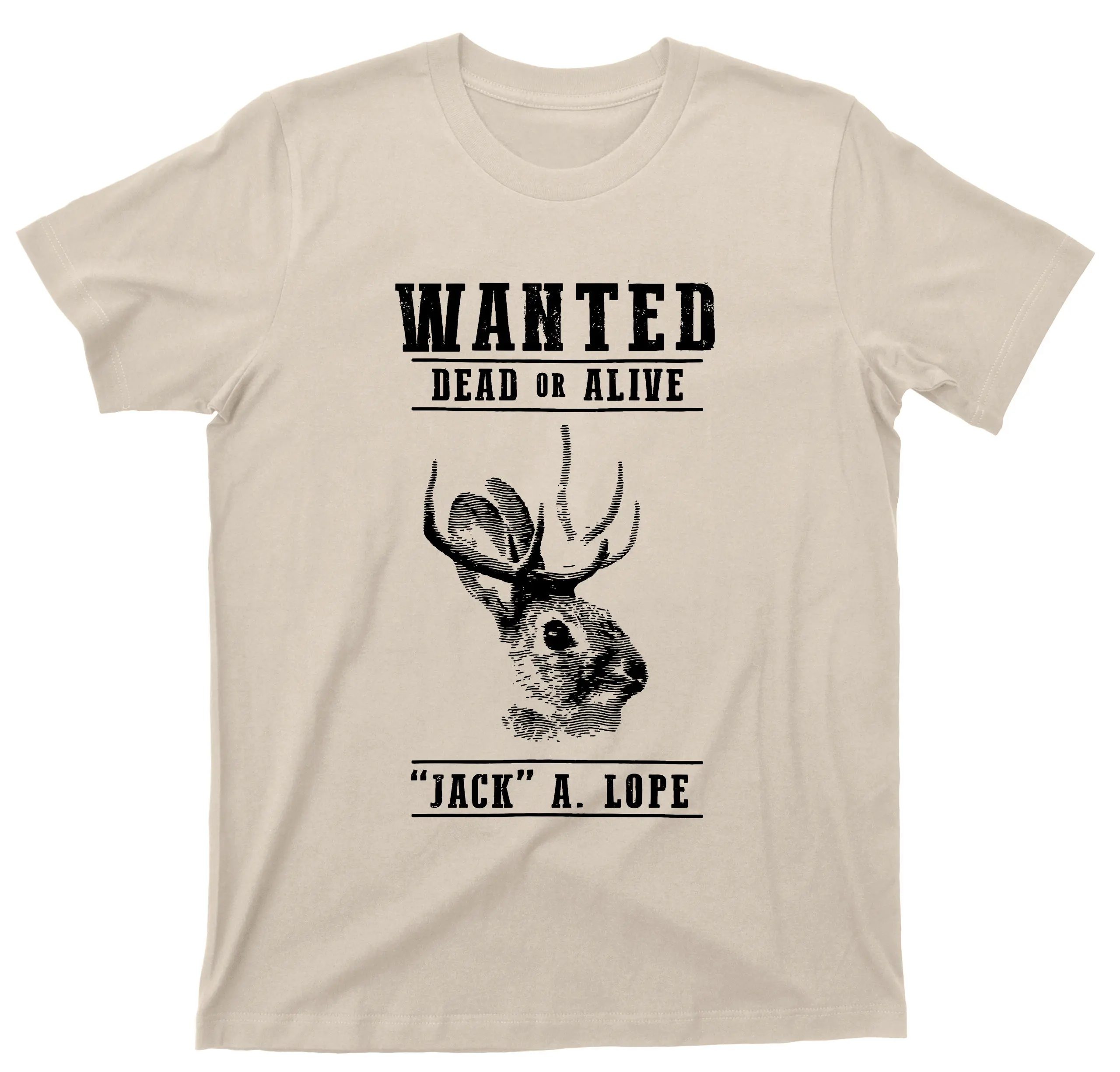 Jackalope T Shirt Wanted Dead Or Alive Jack A Lope Jackrabbit Antelope Horns Cryptids Cryptozoology