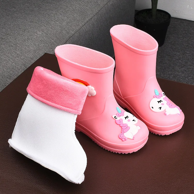 Bota De Lluvia Kid Rain Boot Boy Girl PVC Non-slip Outdoor Cartoon Unicorn Rain Boot for Kid Waterproof Shoe Water Boot Girl유아부츠