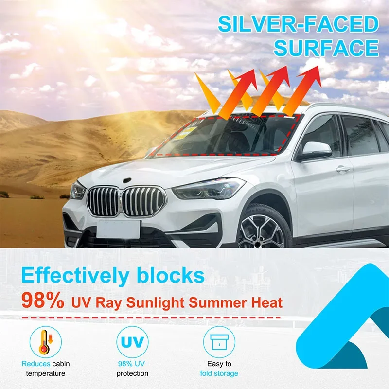 

For BMW X1 X2 F47 F48 2016-2022 Cloth Silver Car Front Windshield Sunshade Sun Protection Visor Sunshade Car Accessories