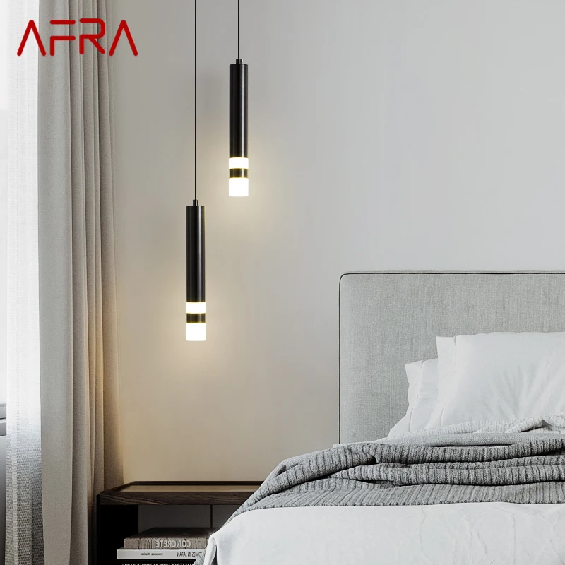 

AFRA Contemporary Black LED Pendant Lamp Simply Decorative Hanging Light For Home Study Bedroom