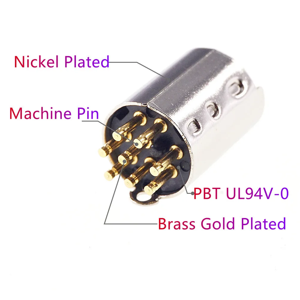 3 5 20 50 200 pcs Mini Din Plug Male Connector 3 4 5 6 7 8 9 Pin PCB mount Straigh Machined Header Gold Plated Pins Board Solder