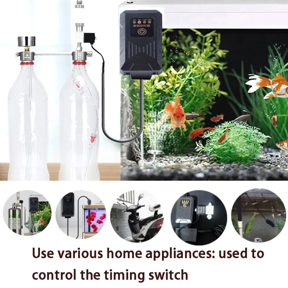 Four-speed Cycle Aquarium Timer Black Stable LED Dimmer Controller Adjustable Fish Tank Timer for CO2 Solenoid Valve