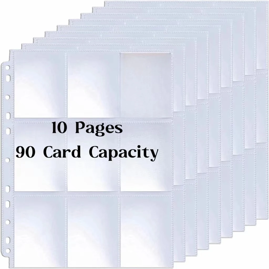 10pcs 9 Pocket Trading Gaming Card Sleeves Storage Wallet Album Binder Pages Collection Coin Holders Sleeves YuGiOh Photo Albums