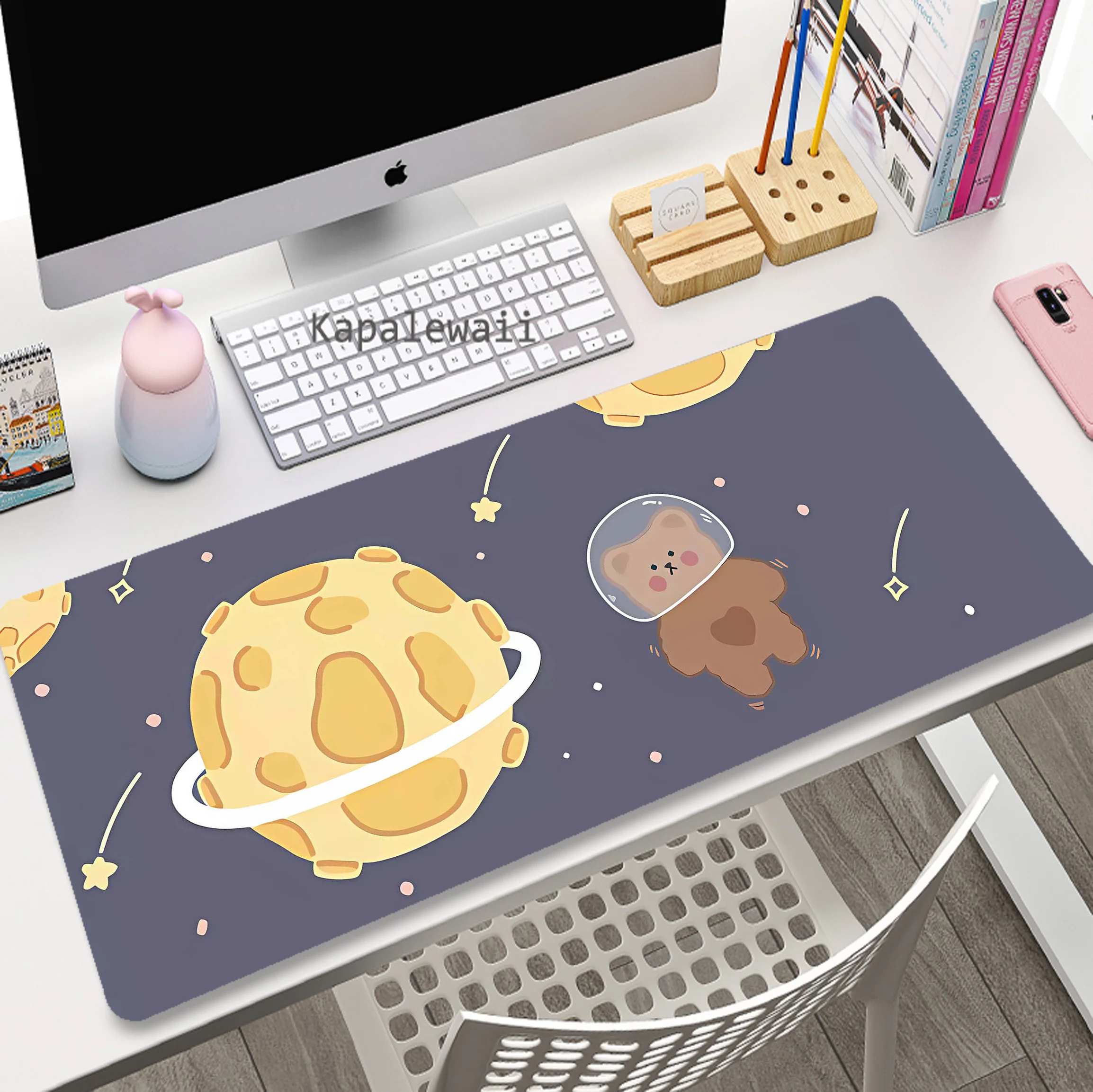 Alfombrilla de ratón extensible de astronauta Kawaii, alfombrilla de ratón para oficina, alfombrillas de teclado de velocidad para juegos, alfombra de mesa para ordenador, alfombrilla de escritorio XXL, 90x40cm