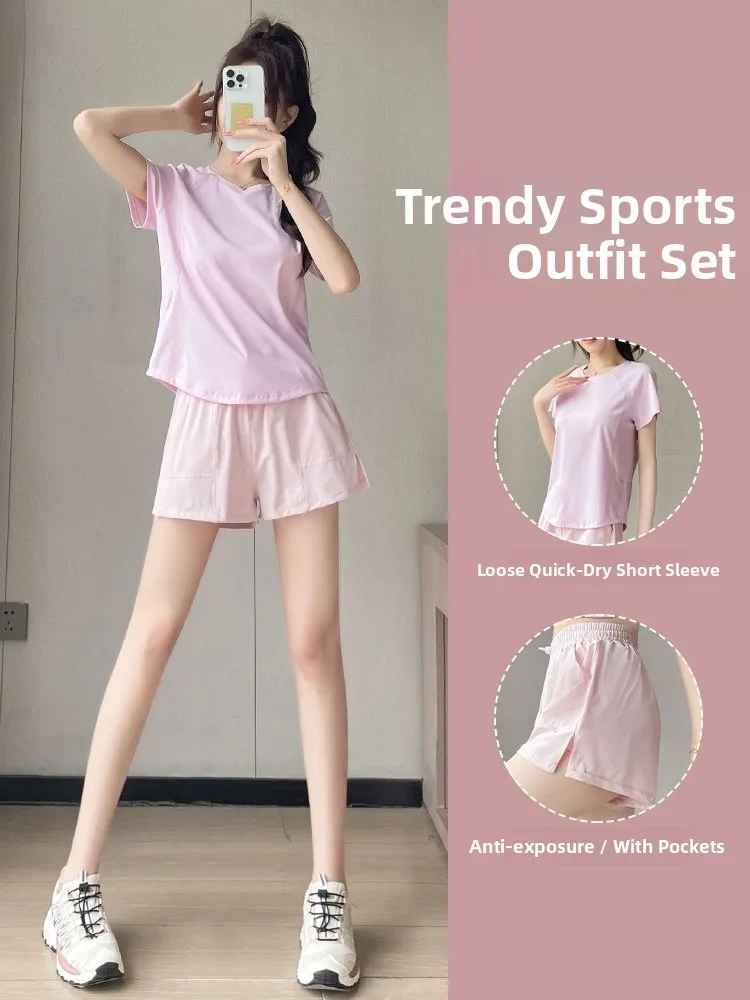 

Женская спортивная одежда для бега, спортивная одежда ort Sve Loose orts, одежда для утреннего бега для марафона, новинка лета, повседневный спортивный комплект