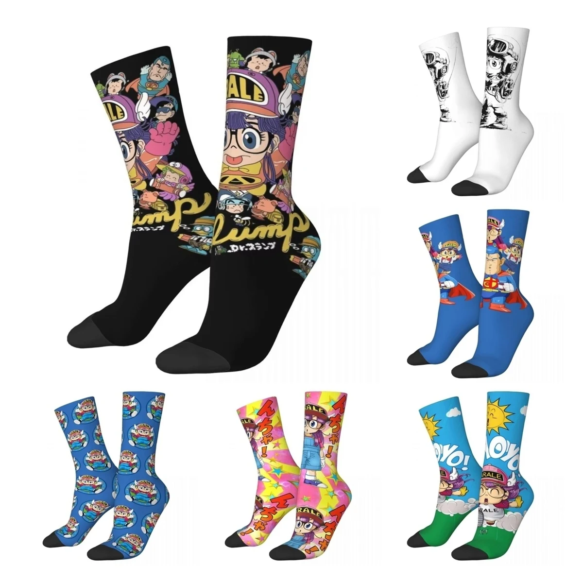 Casual Arale Anime Cute Soccer Socks Dr Slump Polyester Long Socks for Women Men