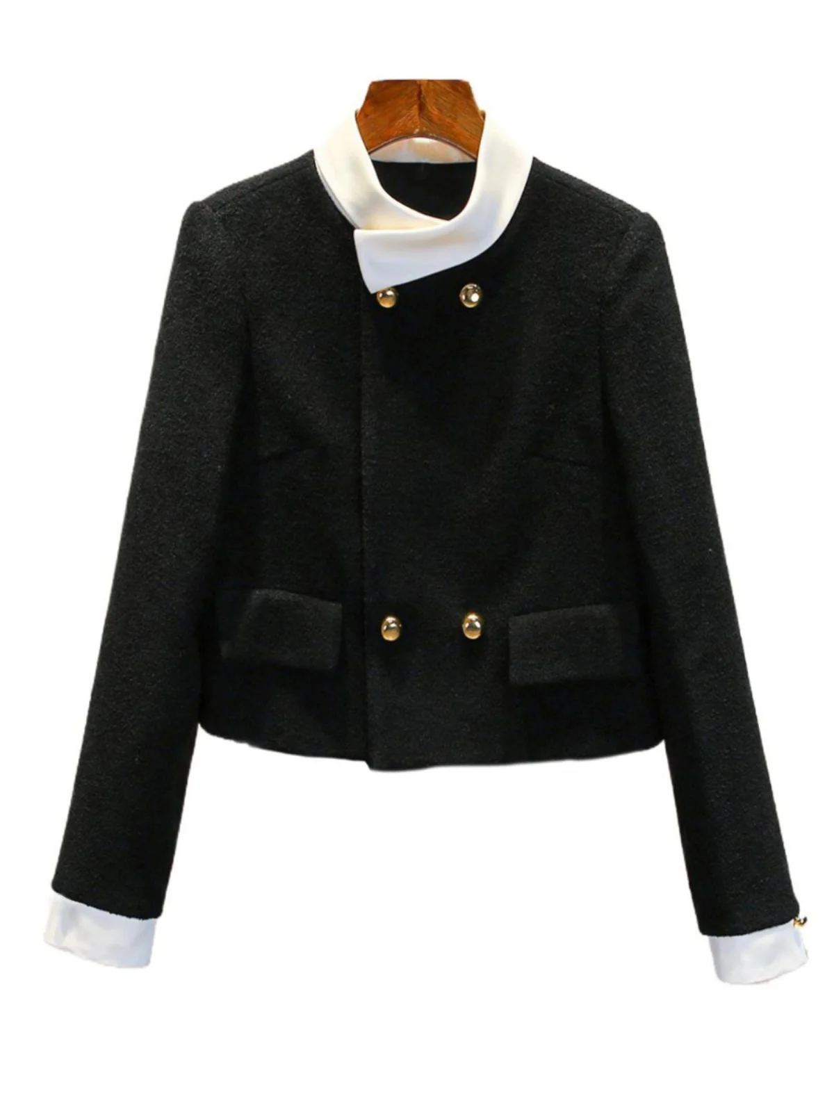 

High-End ort Coat for Women with Stand Collar Thi Tweed Sle Autumn Winter Commute Faion Ele Simple Chinese Brand