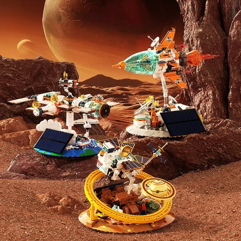 

SEMBO солнечная ракета, строительные блоки, детская образовательная сборка, вращающаяся космическая станция, орнамент, модель, модный подарок на день рождения