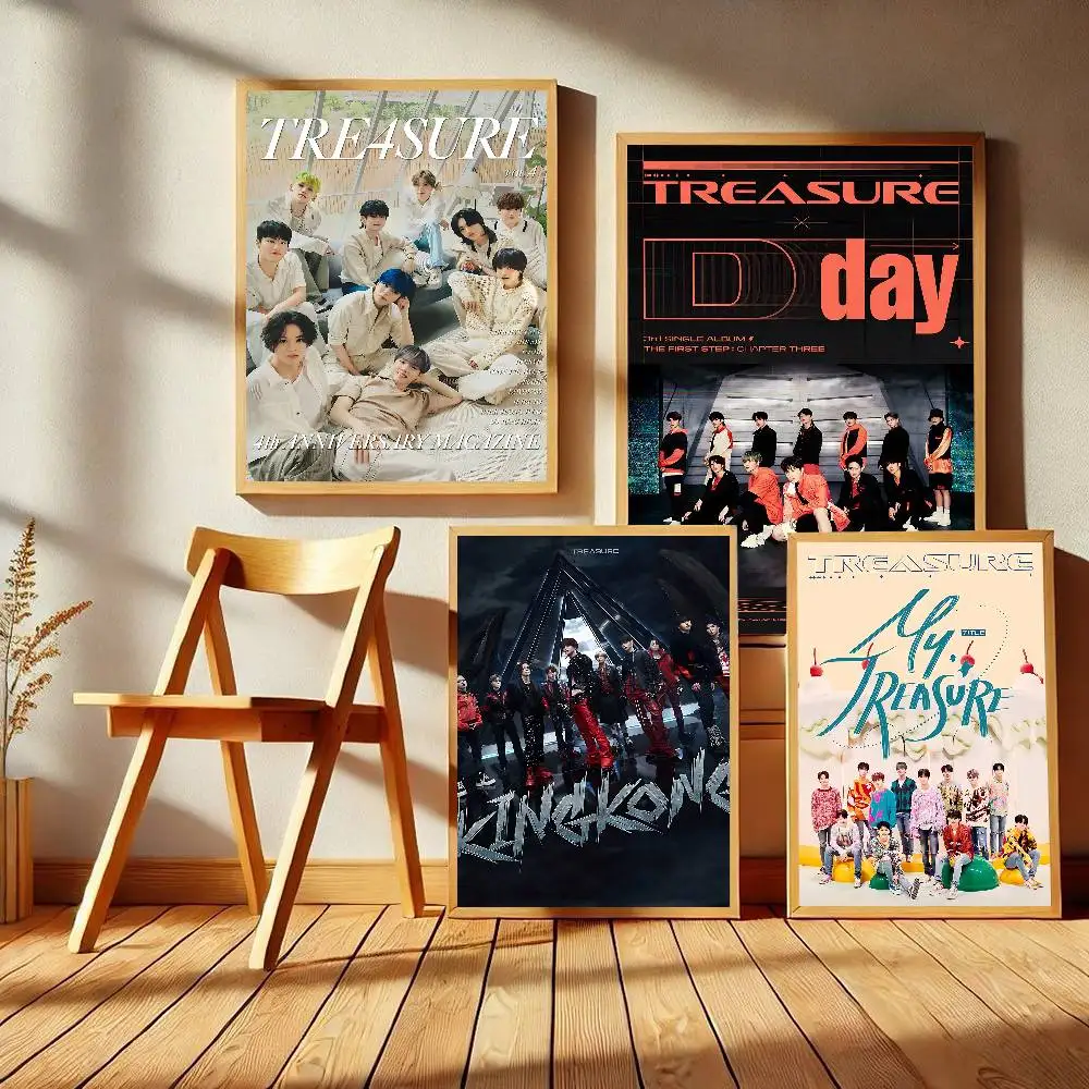 Kpop GROUP T-TREASURE DIY Sticky Poster Fancy Wall Sticker for Living Room Bar Decoration Wall Decor