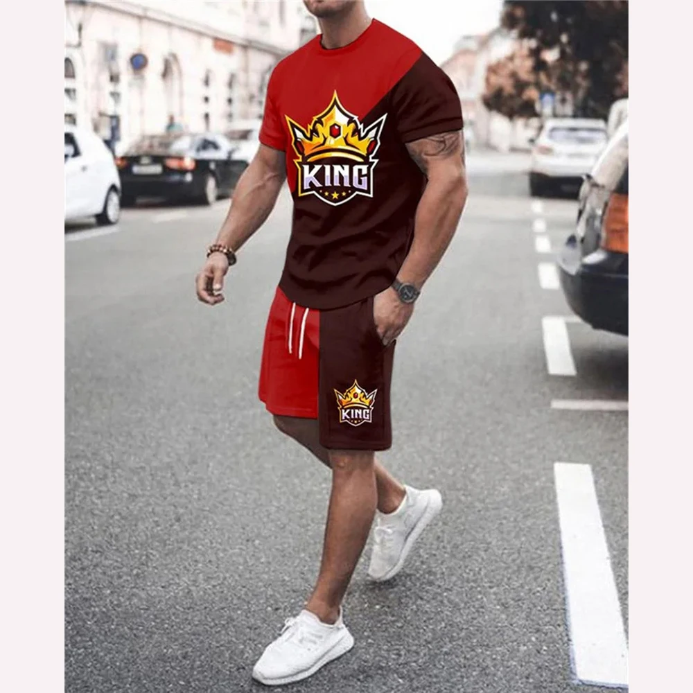 3d casual men's t shirt set men's sportswear oversized clothes short sleeve suit men's t shirt set summer beach casual shorts