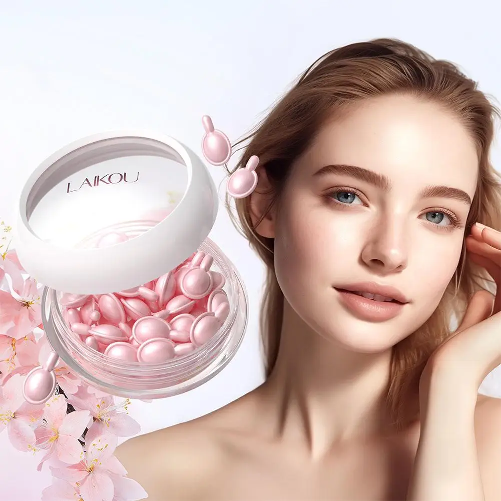 LAIKOU Serum do twarzy Sakura kapsułki nawilżające nawilżające twarz 0.5ml * 30 kapsułek pielęgnacja odżywienie kapsułki naprawcze skóra O9O6