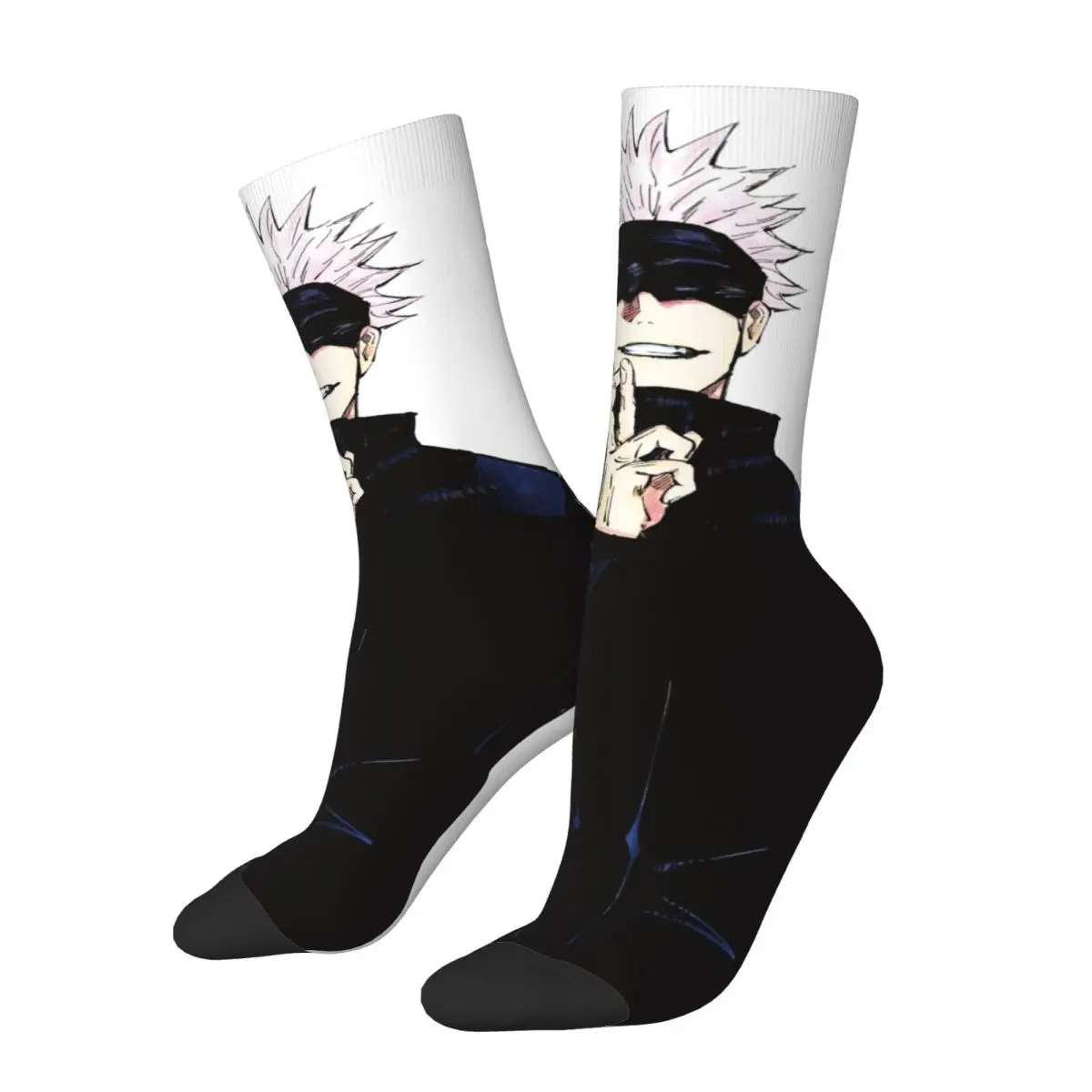 Calcetines de anime Jujutsu Kaisen, calcetines unisex Satoru_Gojo Calcetines felices con estampado 3D a prueba de viento Calcetín loco estilo callejero