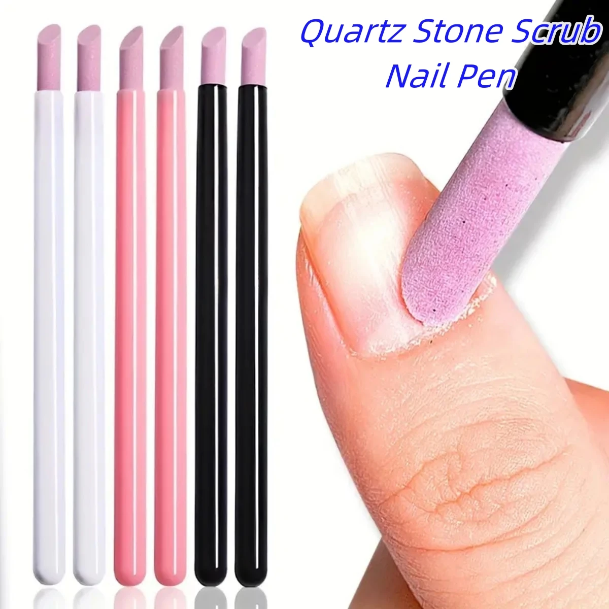 6Pcs/set Nails Art Quartz Grinding Pen Nail Cuticle File Dead Skin Remover UV Gel Polish Manicure Stick Files Accessories Nails