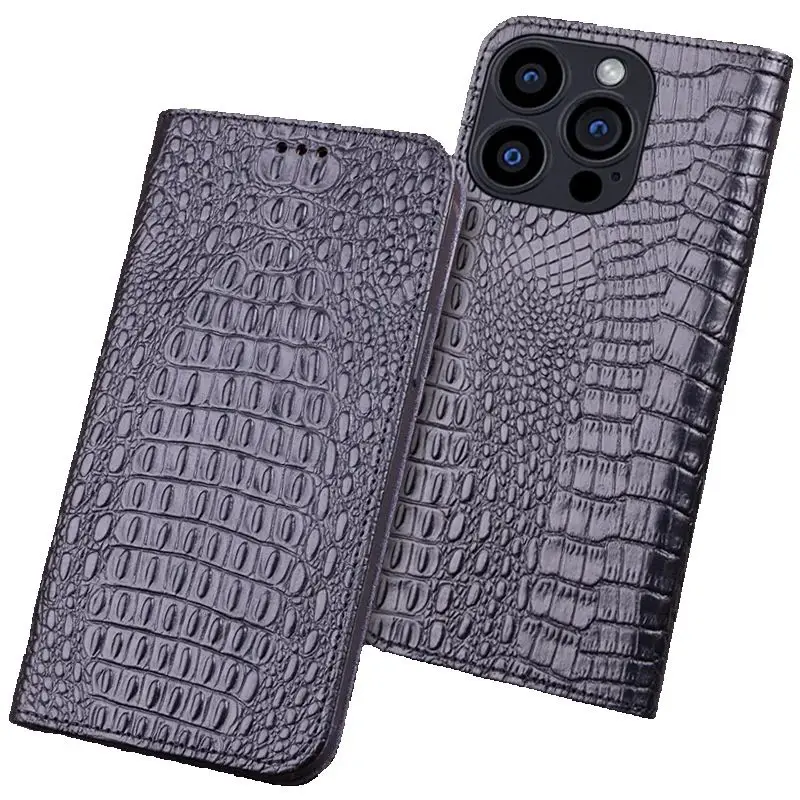 

Luxury Genuine Leather Wallet Cover Business Phone Case For Iphone 16 15 14 Pro Max Plus Credit Card Money Slot Holste Cover