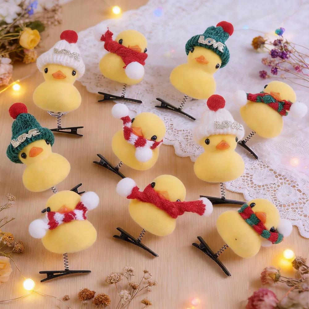 20Pcs/Lot Cute Cartoon Funny Children 3D Little Yellow Duck Plush Hairpin Fashion DIY Duckbill Clip Accessories Party Gifts