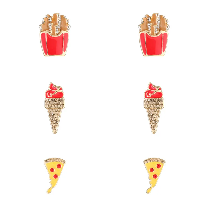 بيتزا صغيرة طازجة بطاطس مقلية أقراط أنثى الأمازون الآيس كريم الماس الملون الشعبي