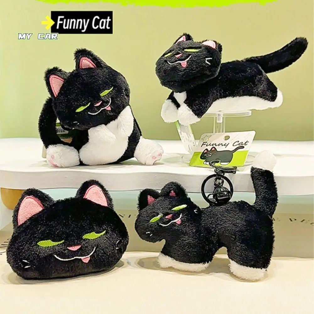 

Coin Purse Soft Stuffed Doll Keychain Black Cat Bag Decor Naughty Cat Pendant Durable Plush Car Key Ring Gift