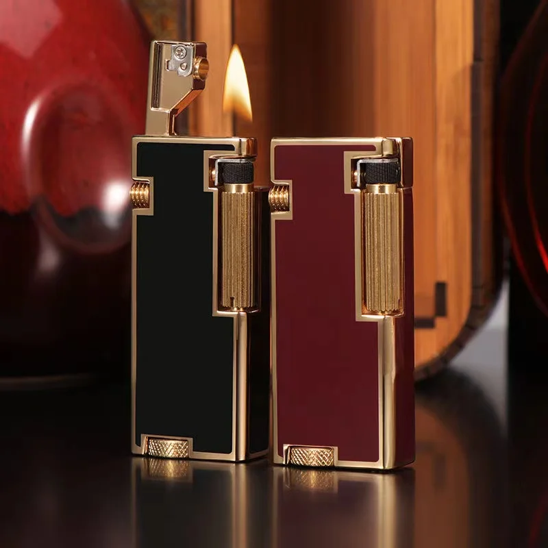 ZORRO Brass Resin Process Kerosene Lighter Side Slide Press Automatic Ejection Ignition Retro Smoke Accessories Gadgets For Men