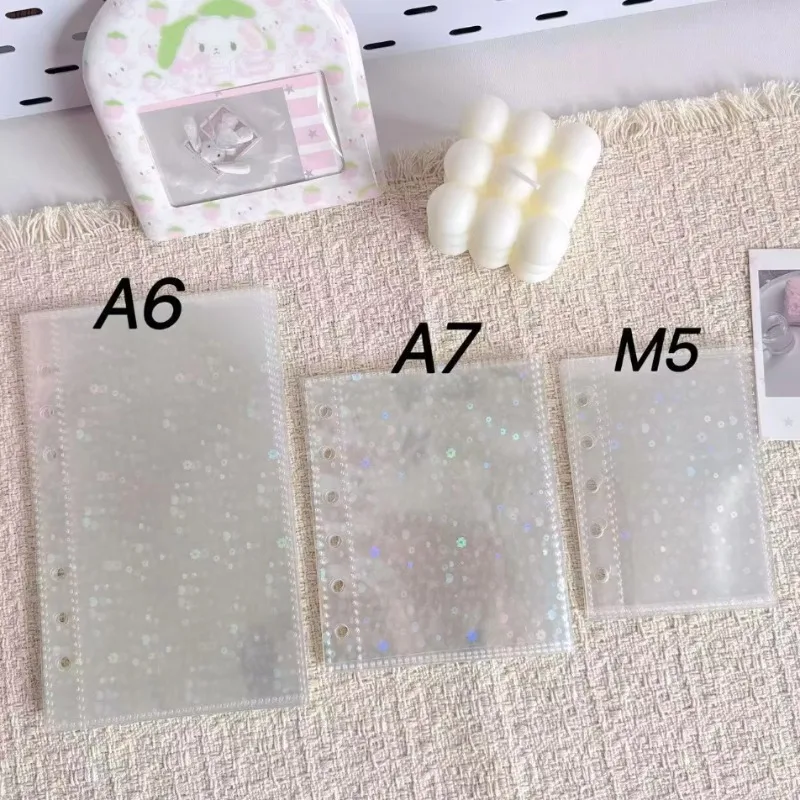 10pcs/pack A6 A7 M5 Glitter Flower Inner Page Sticker Storage Paper Laser Photo Album Refill Pages Card Binder Inserts