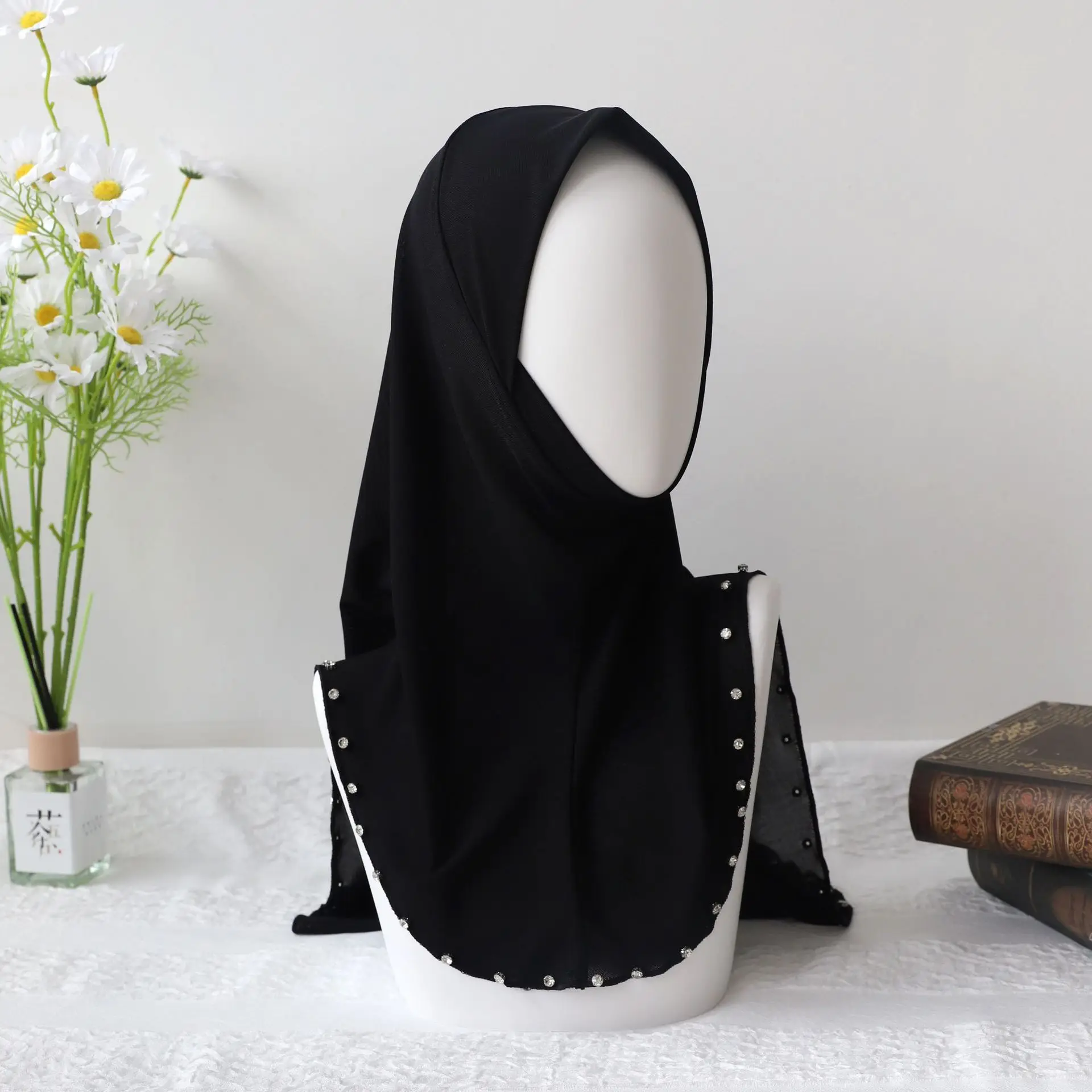 Stretch Instant Schal Daimonds Hijab muslimischen Frauen Kopftuch ziehen auf Kopf wickeln islamische Mode Amira Turban Jersey Schals Hijabs