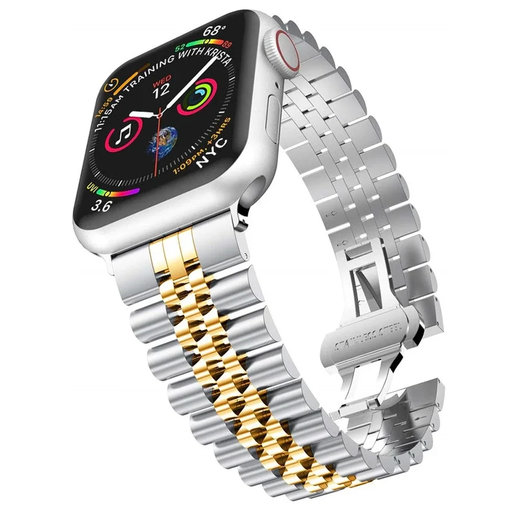 Metalen Band Voor Apple Horlogeband 49Mm 45Mm 44Mm 42Mm 41Mm 40Mm 38Mm Roestvrij Staal Armband Iwatch Ultra/2 10 9 8 7 6 5 4 3 Se