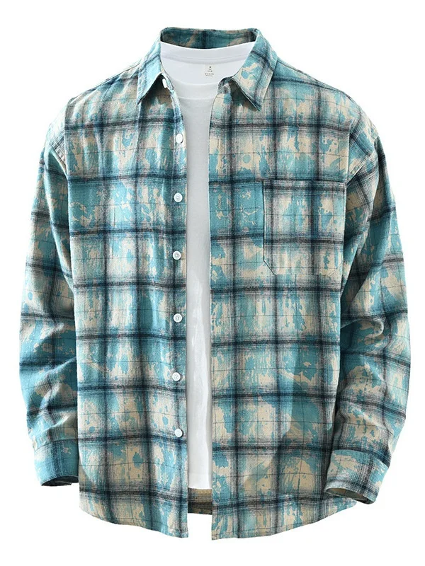 

Japanese Style Long Sleeve Plaid Shirt Casual Loose Comfortable Men's Fashion Retro Artistic Button up Casual Wear