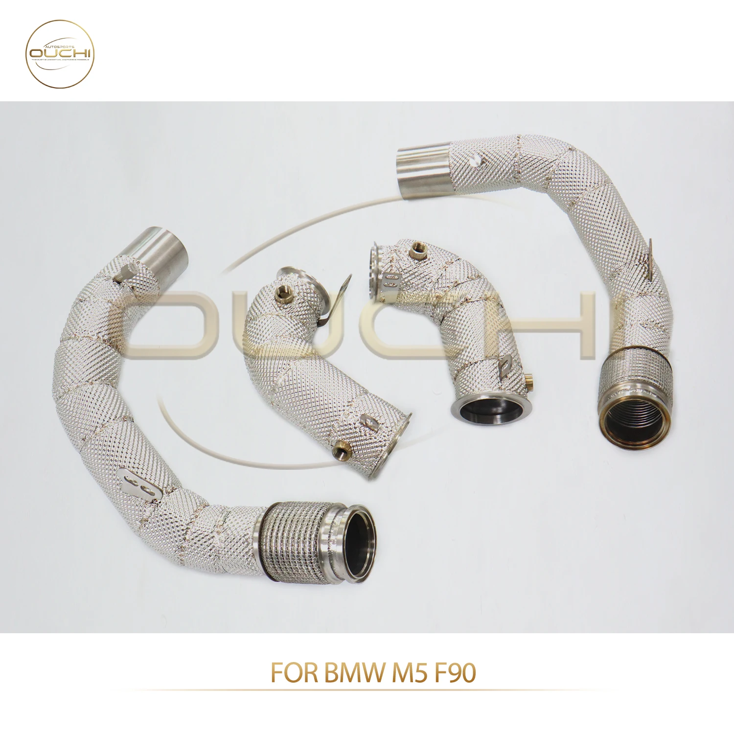 

OUCHI Factory Direct Sales for BMW M5 F90 Catalysis SS304 Downpipe Resonant Tube With Heat Shield Direct Fit Exhaust Parts