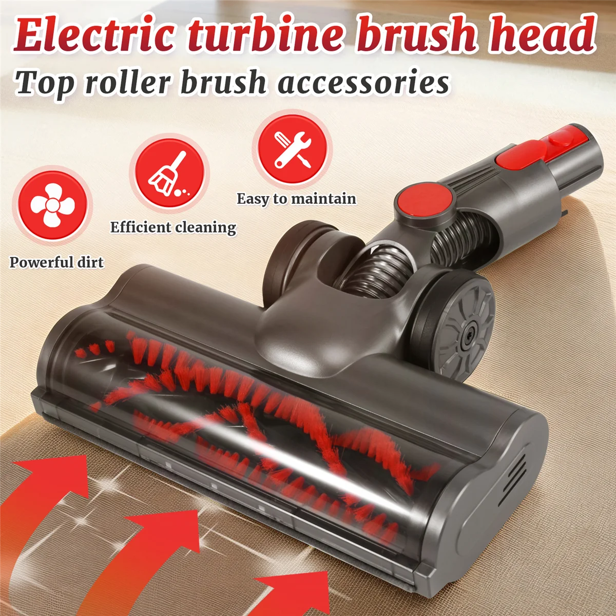 Turbine Brush for V7 V8 V10 V11 V15 Vacuum Cleaner Floor Attachment with LED Headlights