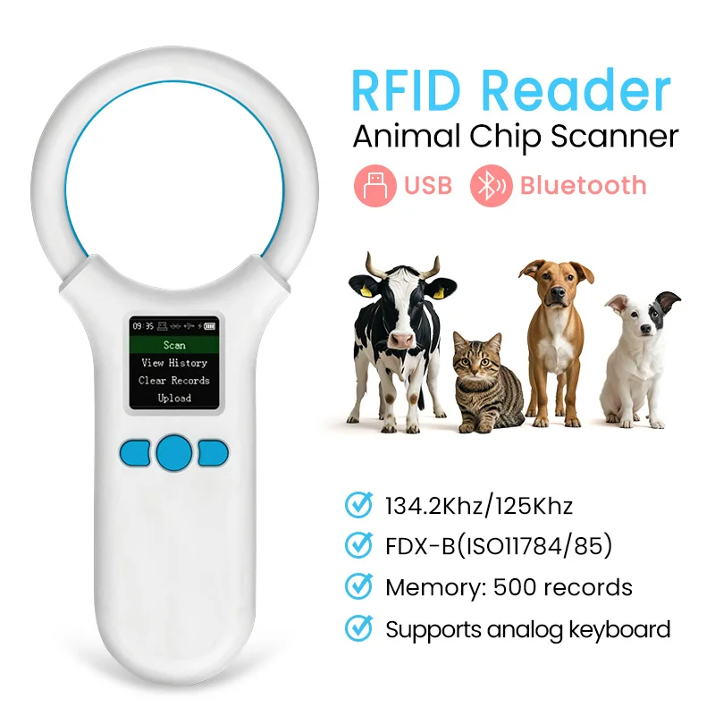 ペットidスキャナー犬と猫の管理充電式マイクロチップrfid-fdx-bw91a1342khz-125khz