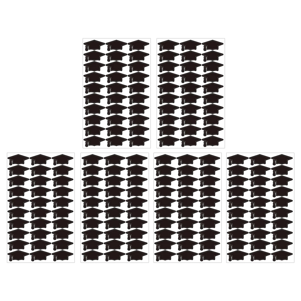 

6 Sheets Doctoral Hat Stickers Graduation Themed Sealing Labels Cap Decals Gift Envelope Packaging Notebook Decorative Student