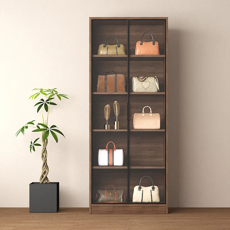Household bag display cabinet Living room storage cabinet Bedroom wall locker Solid wood boss office file cabinet